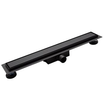 Caniveau de douche au sol Balneo Duplex Next Black 120 cm noir bidirectionnel en acier inoxydable brossé, siphon bas et bac de récupération profond