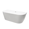 Baignoire îlot murale Balneo VIVA 170 x 80 cm blanche, en acrylique, avec cadre en acier inoxydable et 6 pieds stabilisateurs, avec trop-plein et bonde Chrome