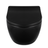 Cuvette WC suspendue Balneo Luna rimless noire sans bride avec abattant à fermeture libre en duroplast