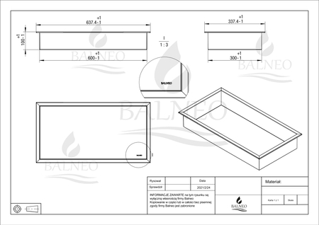 Niche murale Balneo Wall Box One Inox 60 x 30 x 10 cm en acier inoxydable brossé avec bride