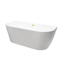 Baignoire îlot murale Balneo VIVA 170 x 80 cm blanche, en acrylique, avec cadre en acier inoxydable et 6 pieds stabilisateurs, avec trop-plein et bonde Mirror Gold