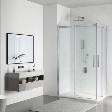 Cabine de douche coulissante Balneo Rio 100 x 100 cm chromée transparente