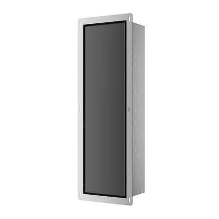 Range-brosse WC Balneo Wall Box Brush L Black Glass droit à encastrer dans le mur en acier inoxydable