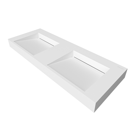 Vasque Seravia Solid Surface, Coco White, avec double bonde linéaire, 120 cm