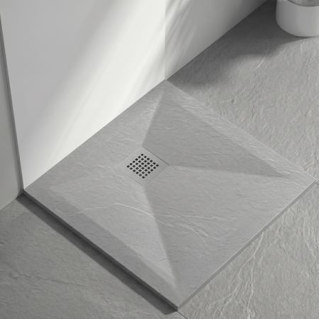 Receveur de douche en composite Balneo Stone Tray 80 x 80 x 2,5 cm gris clair extra-plat carré