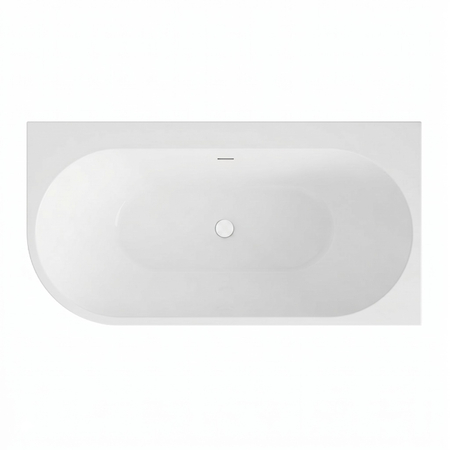 Baignoire à poser d’angle droite Balneo AVOLA PLUS NO RIM 160 x 75 cm acrylique blanc avec cadre en acier inoxydable et 6 pieds stabilisateurs, avec trop-plein et bouchon blanc