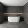 Baignoire à poser murale Balneo VIVA fluted NO RIM 170 x 80 cm acrylique blanc avec cadre en acier inoxydable et 6 pieds stabilisateurs, avec trop-plein et bouchon blanc