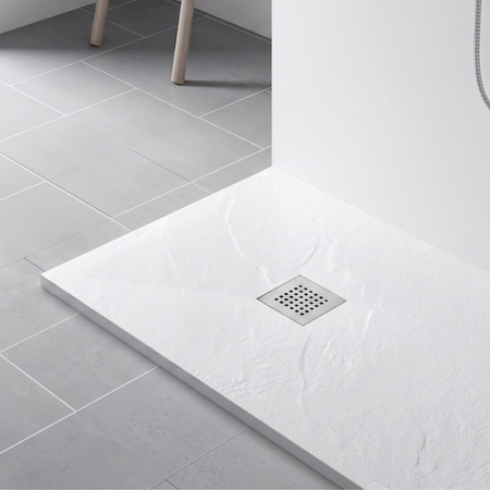 Receveur de douche composite Balneo Stone Tray 120 x 90 x 2,5 cm blanc bas rectangulaire