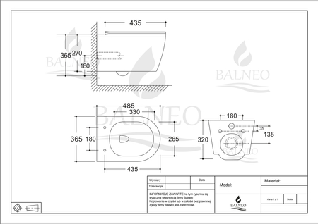 Cuvette WC suspendue Balneo Luxa rimless blanche sans bride avec abattant à fermeture libre en duroplast