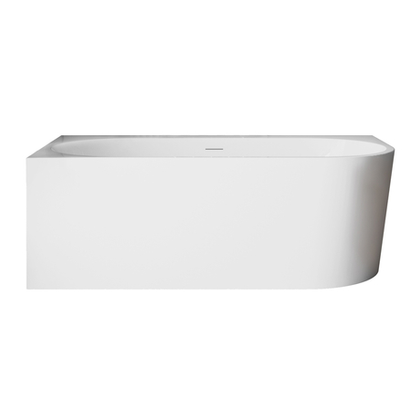 Baignoire à poser d’angle gauche Balneo AVOLA PLUS NO RIM 160 x 75 cm acrylique blanc avec cadre en acier inoxydable et 6 pieds stabilisateurs, avec trop-plein et bouchon blanc