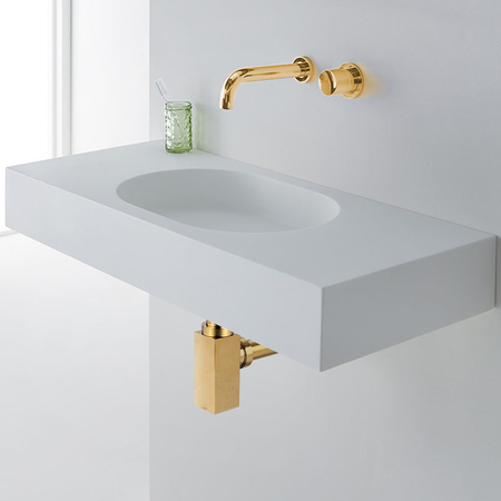 Siphon de lavabo en laiton Balneo, doré, carré