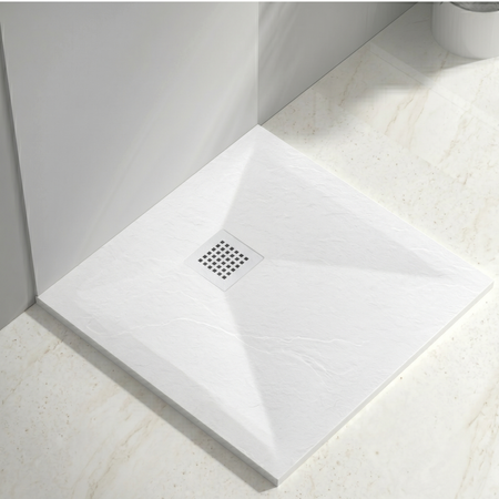 Receveur de douche en composite Balneo Stone Tray 80 x 80 x 2,5 cm blanc extra-plat carré