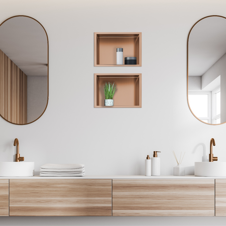 Étagère encastrée Balneo WALL-BOX ONE Copper 30x20x10 cm cuivre en acier inoxydable avec cadre
