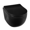 Cuvette WC suspendue Balneo Luna rimless noire sans bride avec abattant à fermeture libre en duroplast