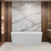 Baignoire îlot murale Balneo VIVA 170 x 80 cm blanche, en acrylique, avec cadre en acier inoxydable et 6 pieds stabilisateurs, avec trop-plein et bonde Chrome