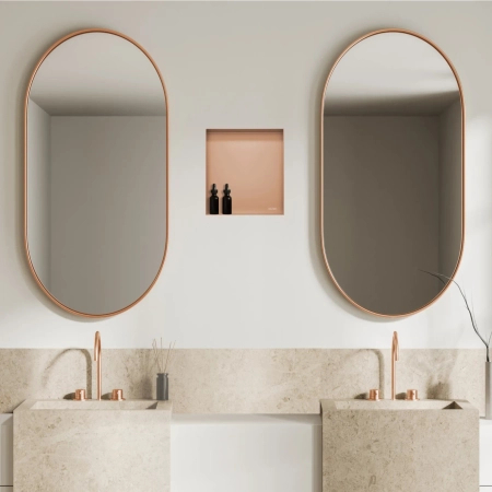 Étagère de niche Balneo Wall Box No rim Copper 30 x 30 x 10 cm cuivrée en acier inoxydable sans bride