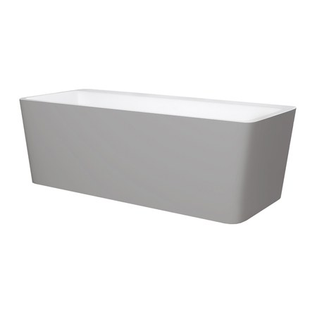 Baignoire à poser Balneo ROMA NO RIM 170 x 80 cm acrylique blanc/gris avec cadre en acier inoxydable et 6 pieds stabilisateurs, avec trop-plein et bouchon blanc