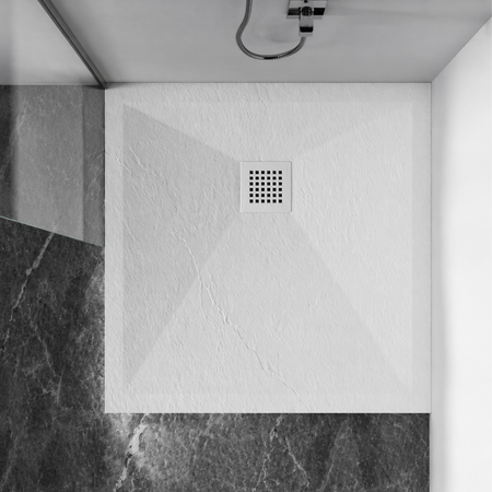 Receveur de douche en composite Balneo Stone Tray 80 x 80 x 2,5 cm blanc extra-plat carré