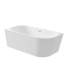 Baignoire îlot d'angle gauche Balneo AVOLA 170 x 80 cm blanche, en acrylique, avec cadre en acier inoxydable et 6 pieds stabilisateurs, avec trop-plein et bonde Chrome