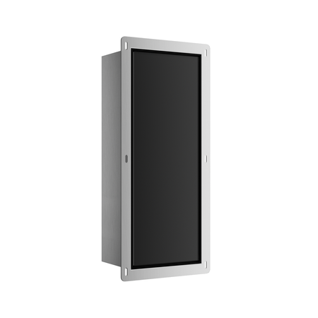 Compartiment brosse WC encastré Balneo Wall Box Brush S Black Glass droite en acier inoxydable