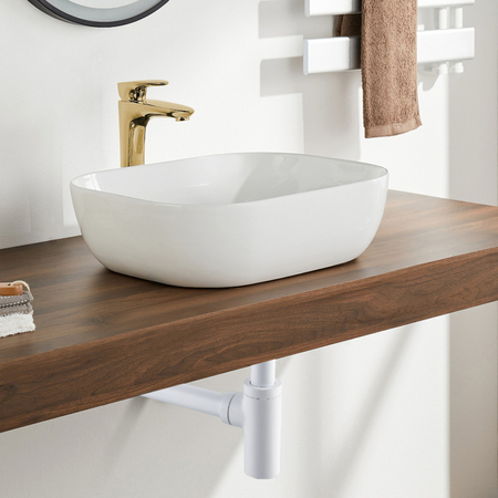 Siphon de lavabo en laiton Balneo blanc rond