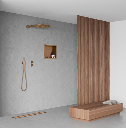 Niche murale Balneo Wall Box One Copper 30 x 30 x 10 cm cuivrée en acier inoxydable avec bride
