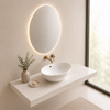 Vasque à poser Balneo Zerra 59 x 39 cm blanche en céramique avec trop-plein doré