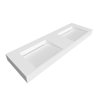 Vasque Seravia Solid Surface, Coco White, avec double bonde linéaire, 140 cm