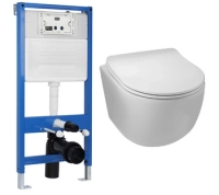 Ensemble WC encastré Balneo bâti-support Fix-Frame Slim Next avec cuvette WC blanche Luna Tornado