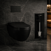 Range-brosse WC Balneo Wall Box Brush L Black Glass droit à encastrer dans le mur en acier inoxydable