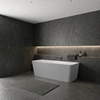 Baignoire à poser Balneo ROMA NO RIM 170 x 80 cm acrylique blanc/gris avec cadre en acier inoxydable et 6 pieds stabilisateurs, avec trop-plein et bouchon blanc