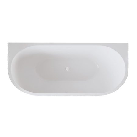 Baignoire à poser murale Balneo VIVA fluted 160 x 75 cm acrylique blanc/gris avec cadre en acier inoxydable et 6 pieds stabilisateurs, avec trop-plein et bouchon blanc