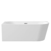 Baignoire îlot d'angle gauche Balneo AVOLA 170 x 80 cm blanche, en acrylique, avec cadre en acier inoxydable et 6 pieds stabilisateurs, avec trop-plein et bonde Chrome