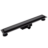 Caniveau de douche au sol Balneo Duplex Next Black 120 cm noir bidirectionnel en acier inoxydable brossé, siphon bas et bac de récupération profond