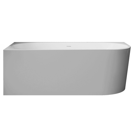 Baignoire à poser d’angle gauche Balneo AVOLA NO RIM 160 x 80 cm acrylique blanc/gris avec cadre en acier inoxydable et 6 pieds stabilisateurs, avec trop-plein et bouchon blanc
