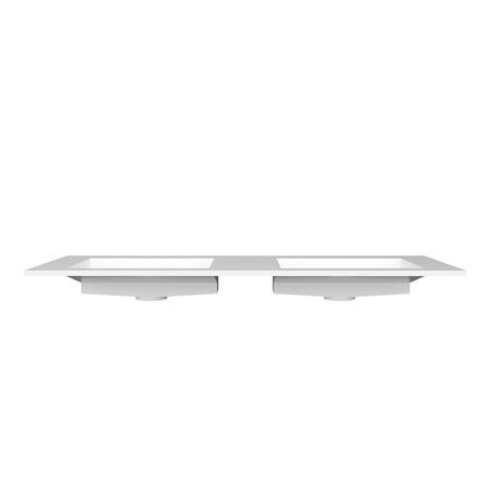 Vasque Alveria Solid Surface, Coco White, avec double bonde linéaire, 120 cm