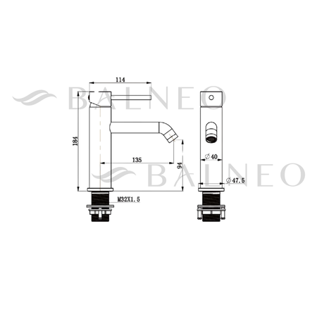 Balneo Cascade mitigeur de lavabo modèle 1 noir