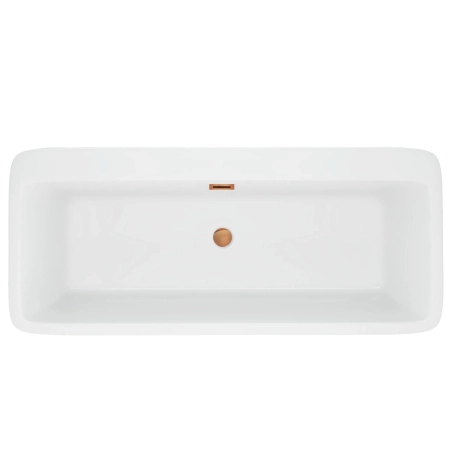 Baignoire îlot Balneo ROMA 170 x 80 cm blanche, en acrylique, avec cadre en acier inoxydable et 6 pieds stabilisateurs, avec trop-plein et bonde Copper
