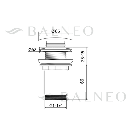 Bonde de lavabo en laiton Balneo Klik Klak C, blanche, sans trop-plein, avec tête céramique