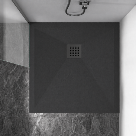 Receveur de douche en composite Balneo Stone Tray 90 x 90 x 2,5 cm gris foncé extra-plat carré