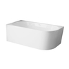 Baignoire à poser d’angle gauche Balneo AVOLA NO RIM 150 x 75 cm acrylique blanc avec cadre en acier inoxydable et 6 pieds stabilisateurs, avec trop-plein et bouchon blanc