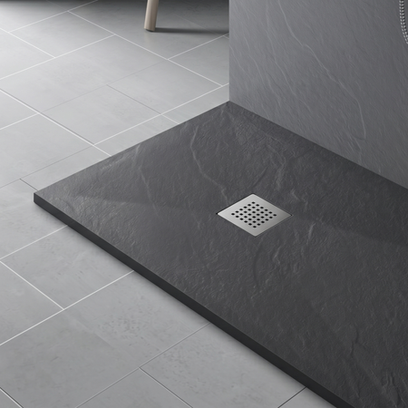 Receveur de douche composite Balneo Stone Tray 140 x 90 x 2,5 cm gris foncé bas rectangulaire