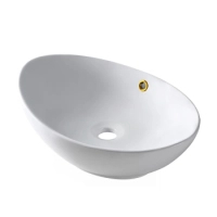 Vasque à poser Balneo Zerra 59 x 39 cm blanche en céramique avec trop-plein doré