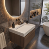 Vasque Veloria Solid Surface, Coco White, avec bonde linéaire, 60 cm
