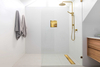 Caniveau de douche au sol Balneo Duplex Next Gold 100 cm doré bidirectionnel en acier inoxydable brossé, siphon bas et bac de récupération profond