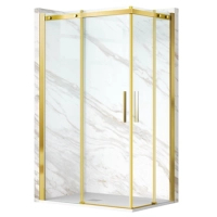 Cabine de douche coulissante Balneo Rio 80 x 80 cm dorée transparente
