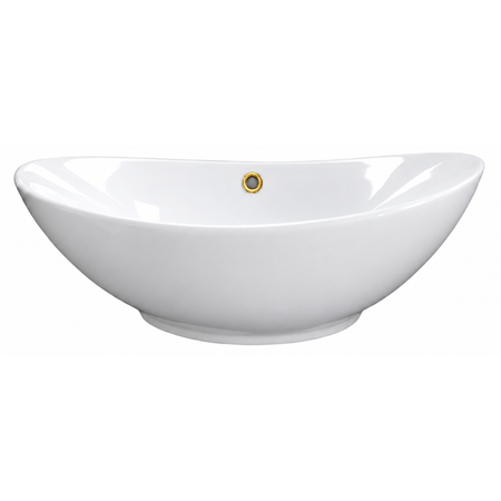 Vasque à poser Balneo Zerra 59 x 39 cm blanche en céramique avec trop-plein doré