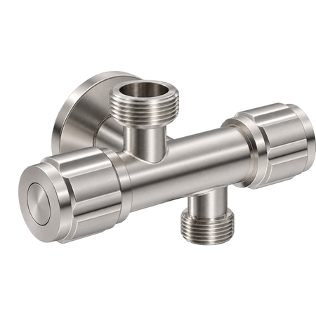 Vanne d'équerre avec tête céramique modèle 4 Inox 1/2 x 3/8 x 3/4