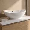 Vasque à poser Balneo Zerra 59 x 39 cm blanche en céramique avec trop-plein doré