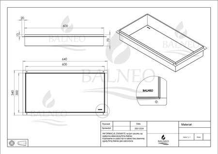 Niche murale Balneo Wall Box No rim White 60 x 30 x 7 cm blanche en acier inoxydable sans bride